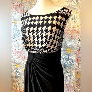 Elegant Black and White Houndstooth Dress